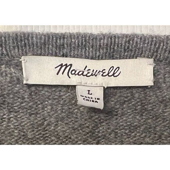 Madewell Merino Wool Cozy Walker Gray 2 Pocket Cardigan Women’s Size Large - Picture 3 of 15